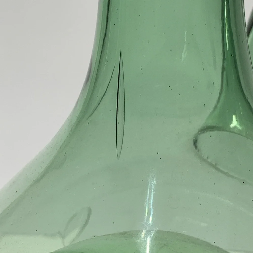 Vintage Green Blown Glass Jug with Ice Bucket Included, Empoli, Italy - Picture 10 of 12